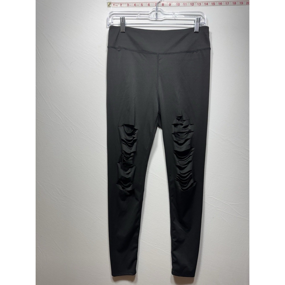 White Birch Ripped Leggings Black Distressed Yoga Pants Large 26 Inseam